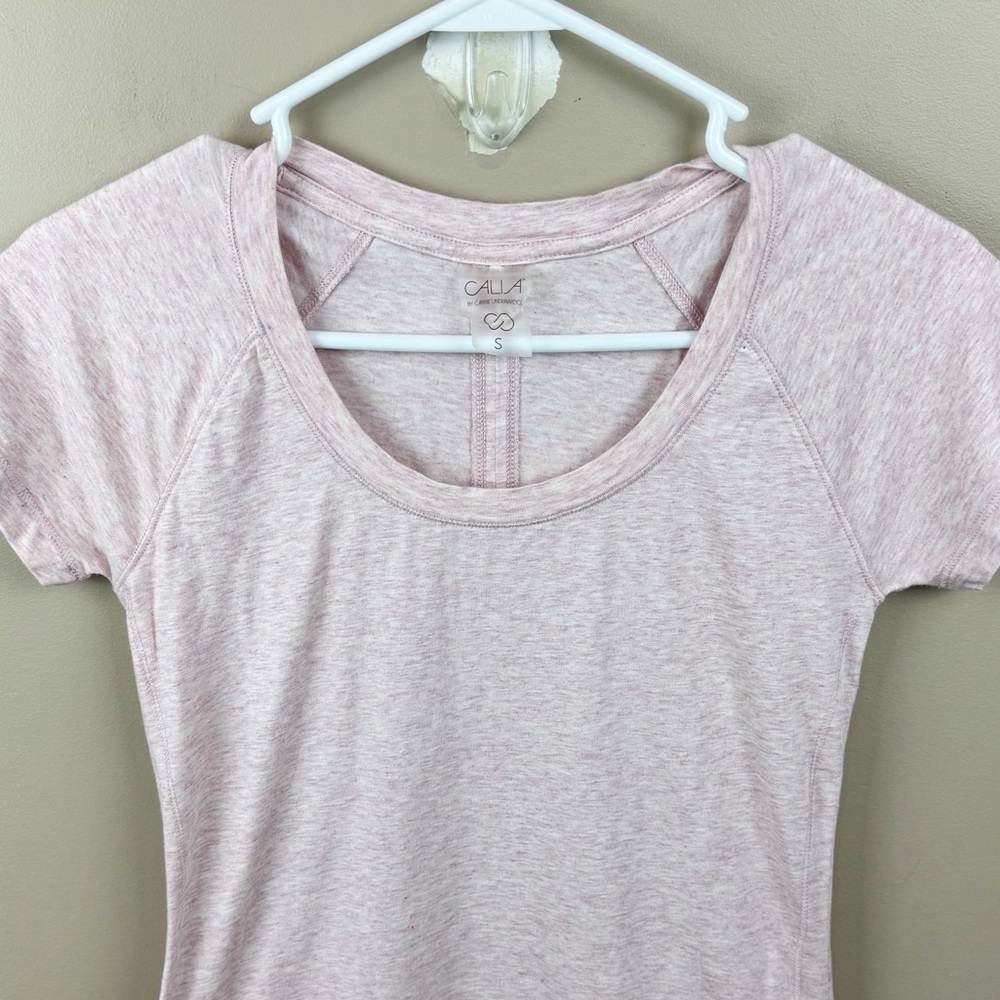 Calia by Carrie Underwood Pink Modal Blend Heathered Short Sleeve Tee Size S - Picture 3 of 8